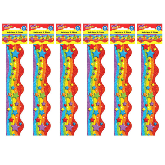 Rainbow & Stars Terrific Trimmers®, 39 Feet Per Pack, 6 Packs - Loomini