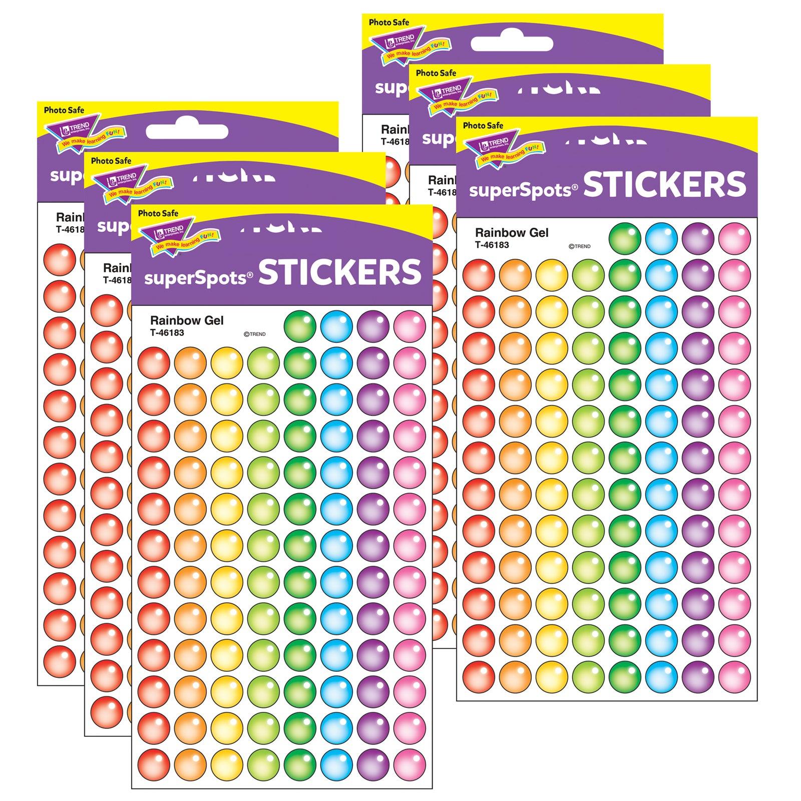 Rainbow Gel superSpots® Stickers, 800 Per Pack, 6 Packs - Loomini