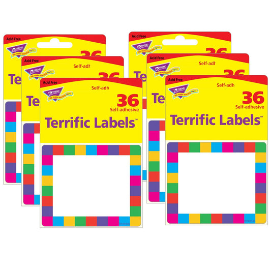 Rainbow Plaid Terrific Labels™, 36 Per Pack, 6 Packs - Loomini