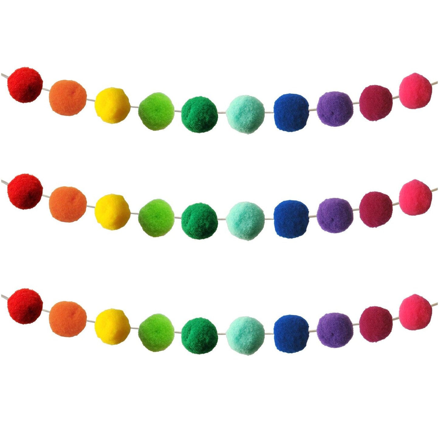 Rainbow Pom-Pom Garland, 2 Per Pack, 3 Packs - Loomini
