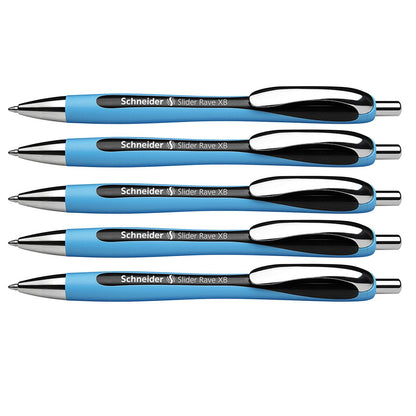 Rave Retractable Ballpoint Pen, ViscoGlide Ink, 1.4 mm, Black, Pack of 5 - Loomini