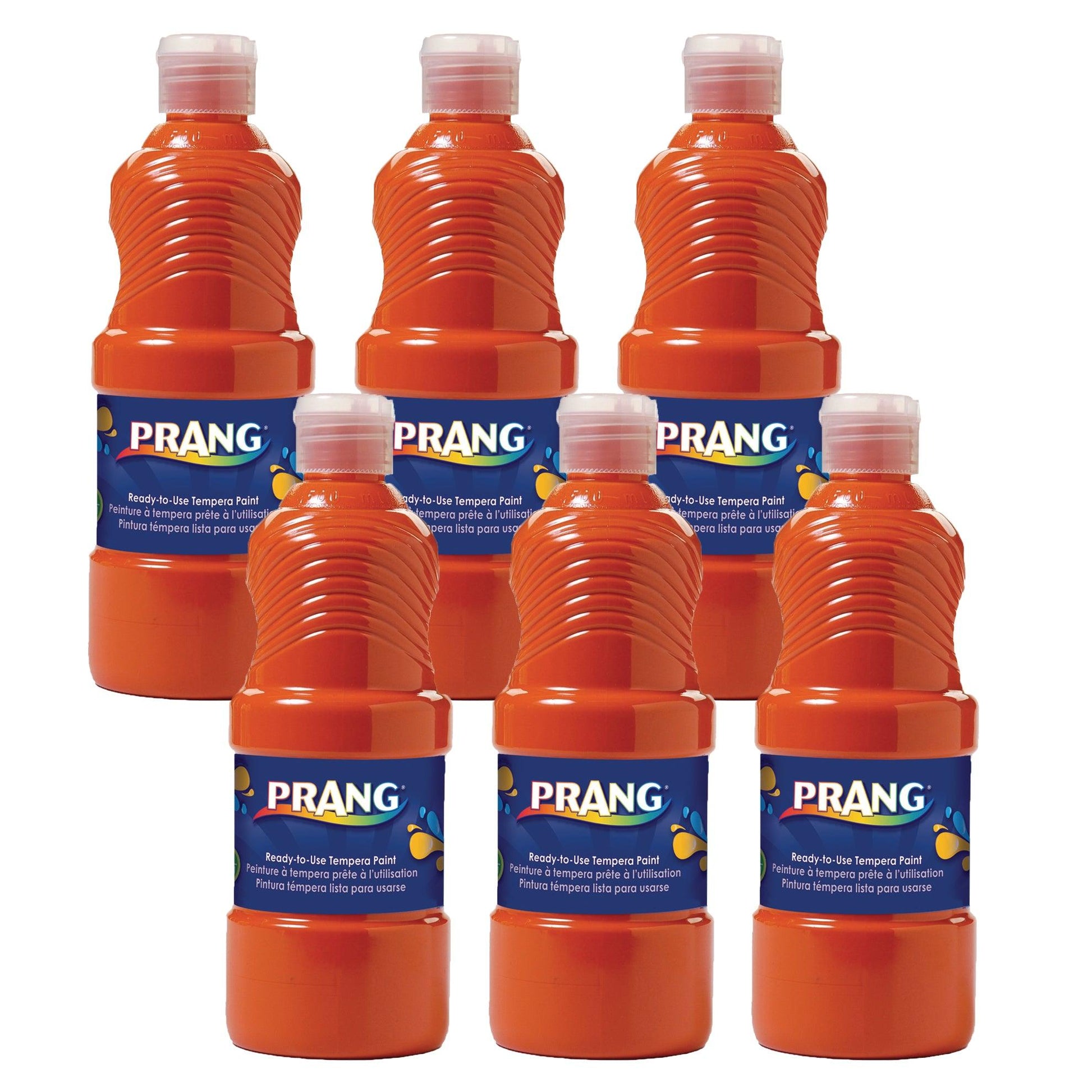 Ready-to-Use Tempera Paint, Orange, 16 oz, Pack of 6 - Loomini