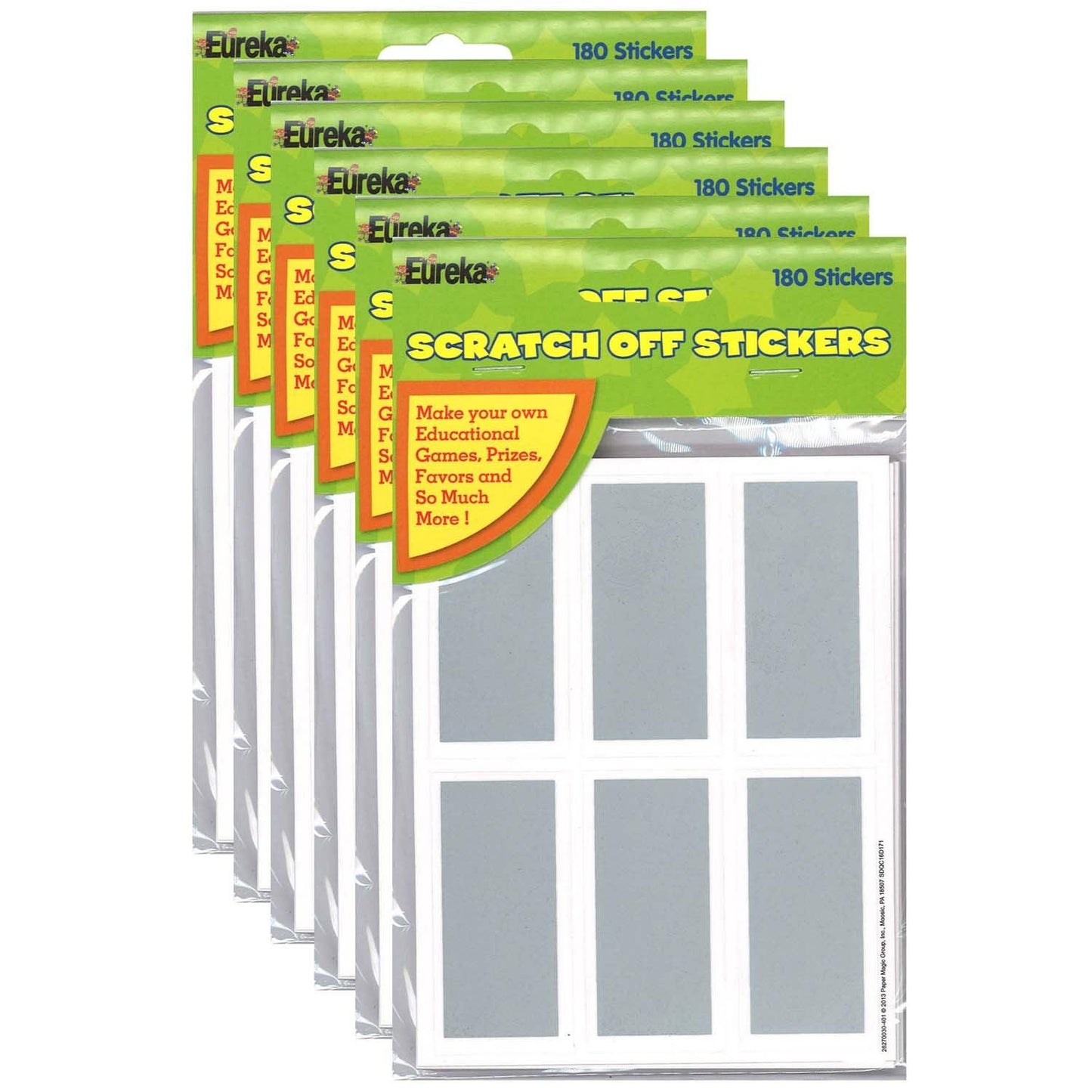 Rectangles Scratch Off Stickers, 180 Per Pack, 6 Packs - Loomini