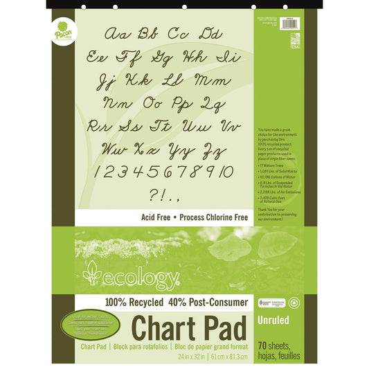 Recycled Chart Pad, Unruled Cover, Unruled 24" x 32", 70 Sheets - Loomini