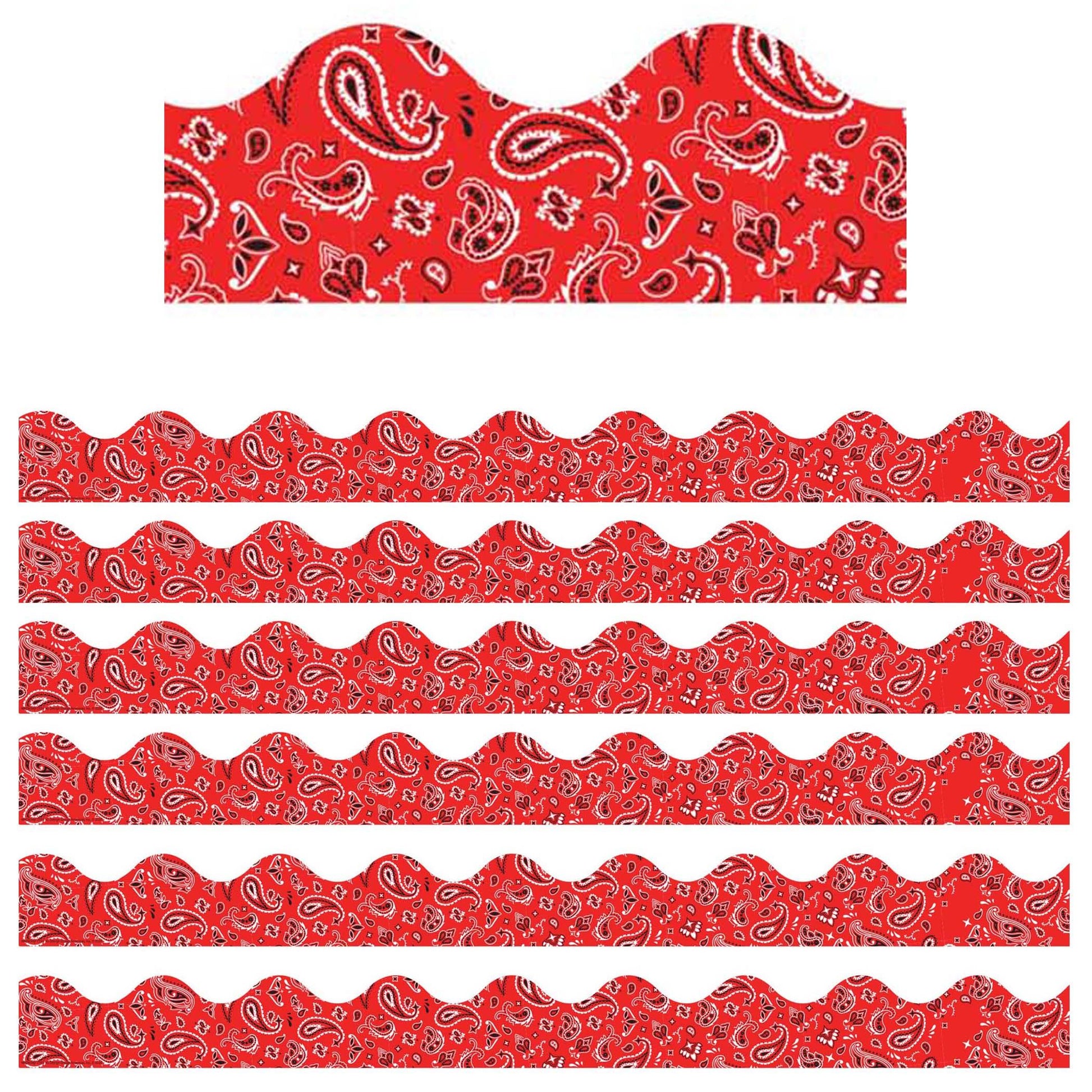 Red Bandana Extra Wide Deco Trim, 37 Feet Per Pack, 6 Packs - Loomini