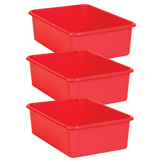 Red Large Plastic Storage Bin, Pack of 3 - Loomini