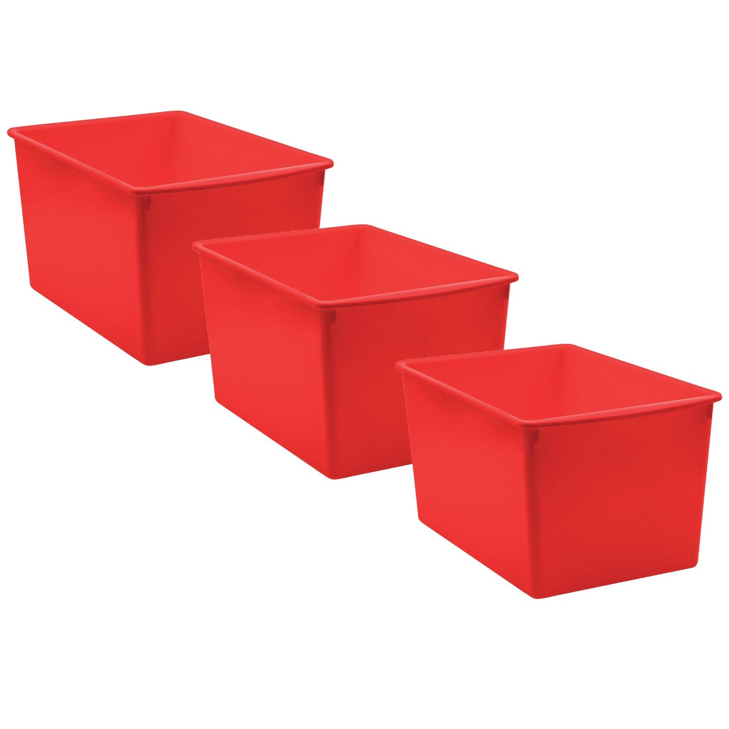 Red Plastic Multi-Purpose Bin, Pack of 3 - Loomini