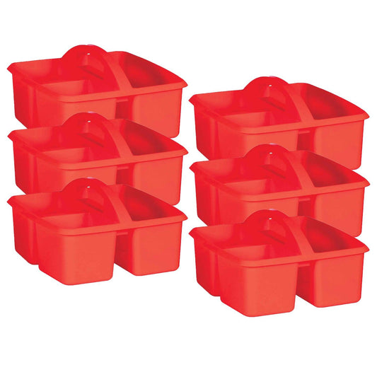 Red Plastic Storage Caddy, Pack of 6 - Loomini