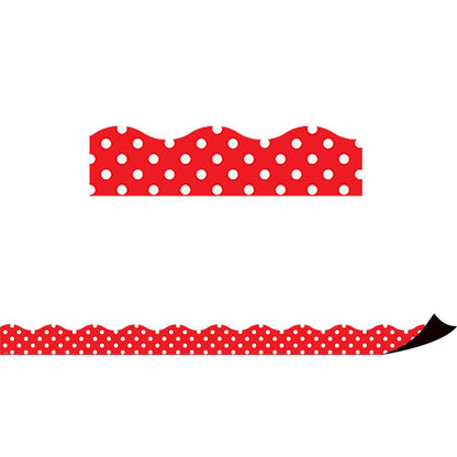 Red Polka Dots Magnetic Border, 24 Feet Per Pack, 3 Packs - Loomini