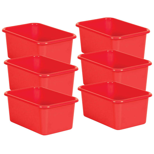 Red Small Plastic Storage Bin, Pack of 6 - Loomini