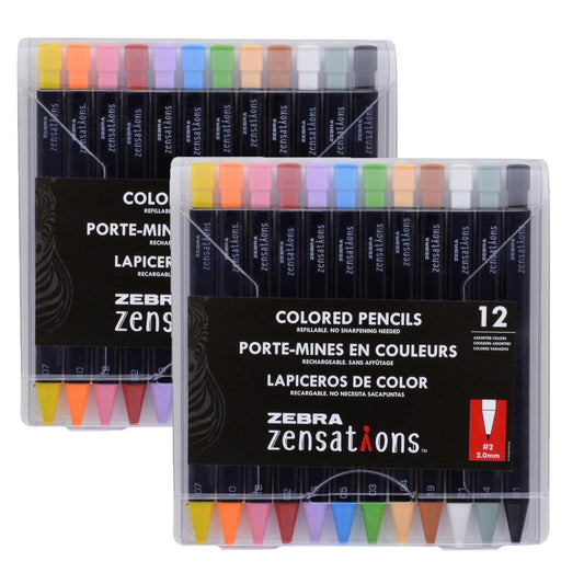 Refillable Mechanical Colored Pencils, 12 Per Pack, 2 Packs - Loomini