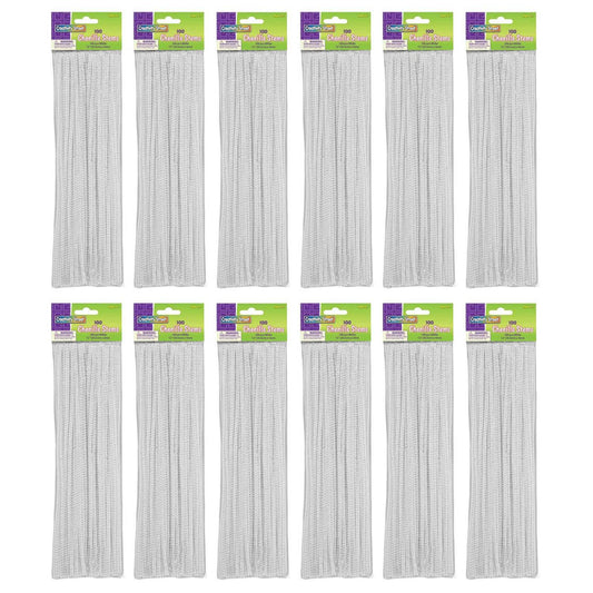 Regular Stems, White, 12" x 4 mm, 100 Per Pack, 12 Packs - Loomini