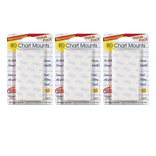 Removable Chart Tabs, 1" x 1", 80 Per Pack, 3 Packs - Loomini