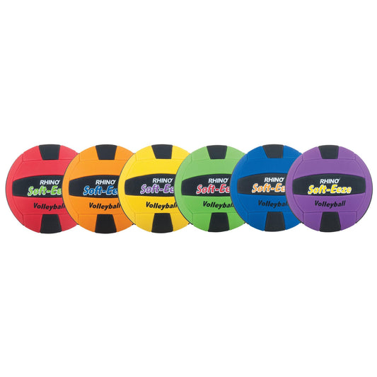 Rhino® Softeeze Volleyball Set, Assorted Colors, Set of 6 - Loomini
