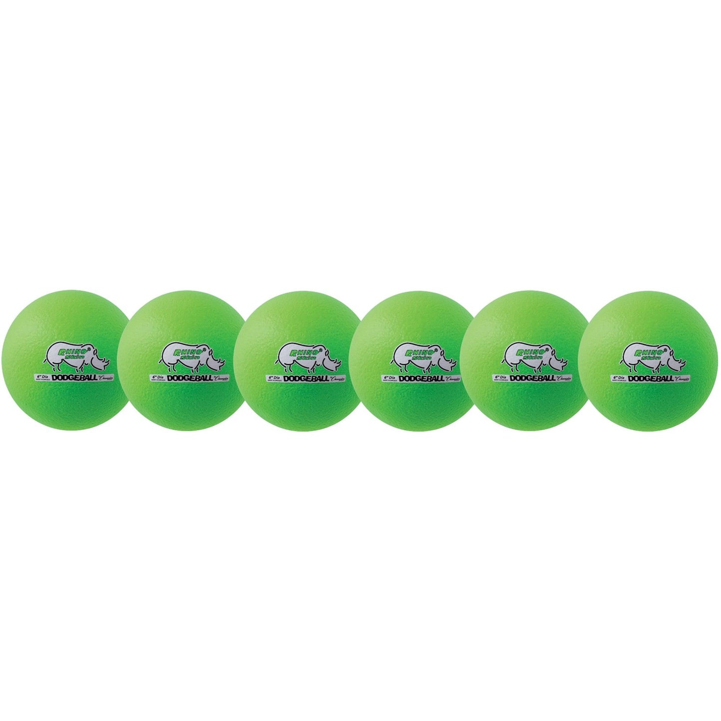 Rhino Skin® 6-Inch Low Bounce Dodgeball Set, Neon Green, Set of 6 - Loomini