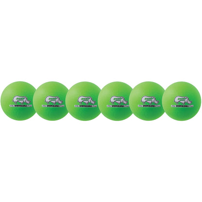 Rhino Skin® 6-Inch Low Bounce Dodgeball Set, Neon Green, Set of 6 - Loomini