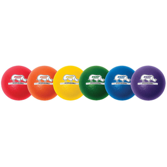 Rhino Skin® 8-Inch Low Bounce Dodgeball Set, Assorted Colors, Set of 6 - Loomini