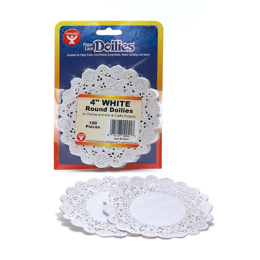 Round Paper Lace Doilies, White, 4", 100 Per Pack, 6 Packs - Loomini