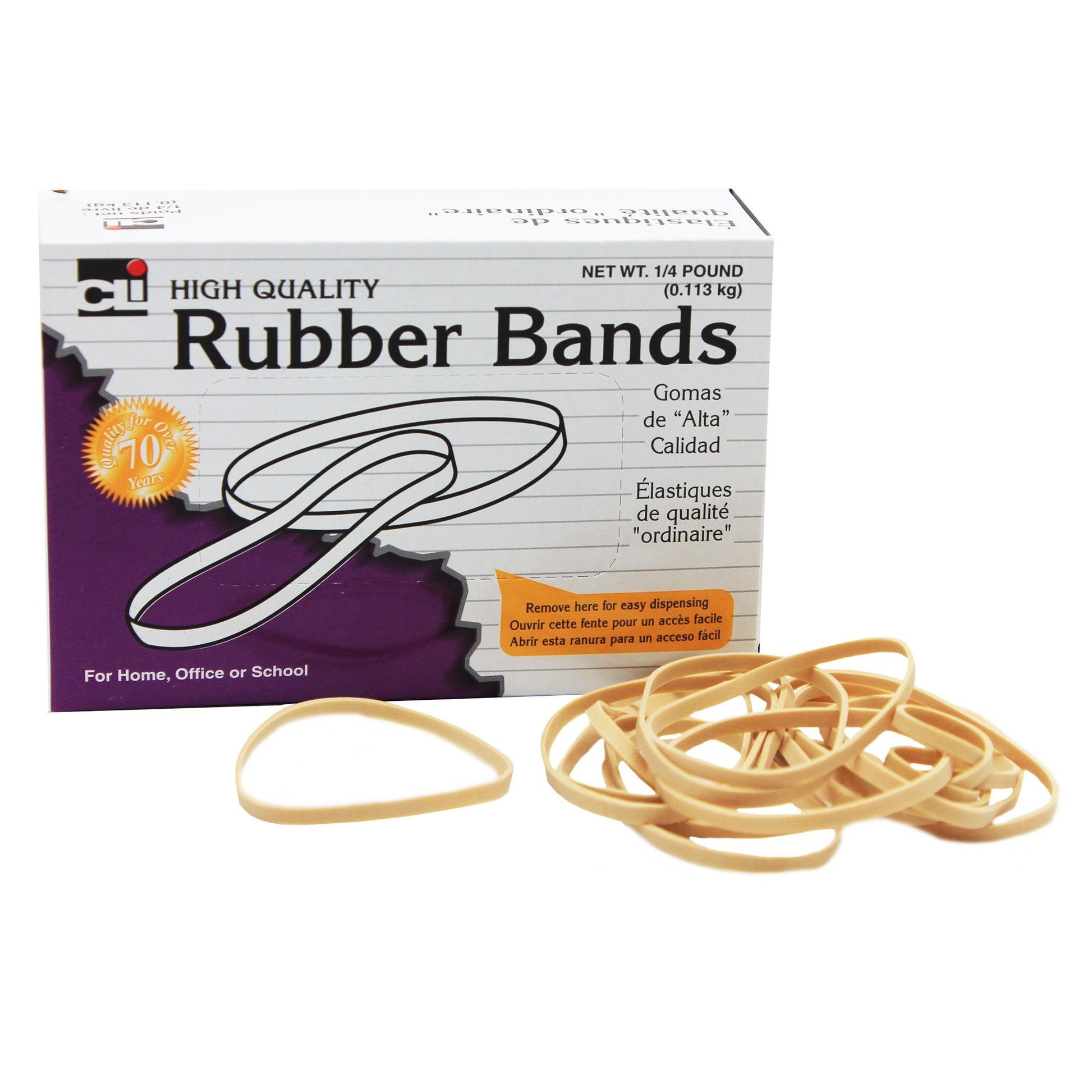 Rubber Bands, 3" x 1/8", 1/4 lb Box, 10 Boxes - Loomini