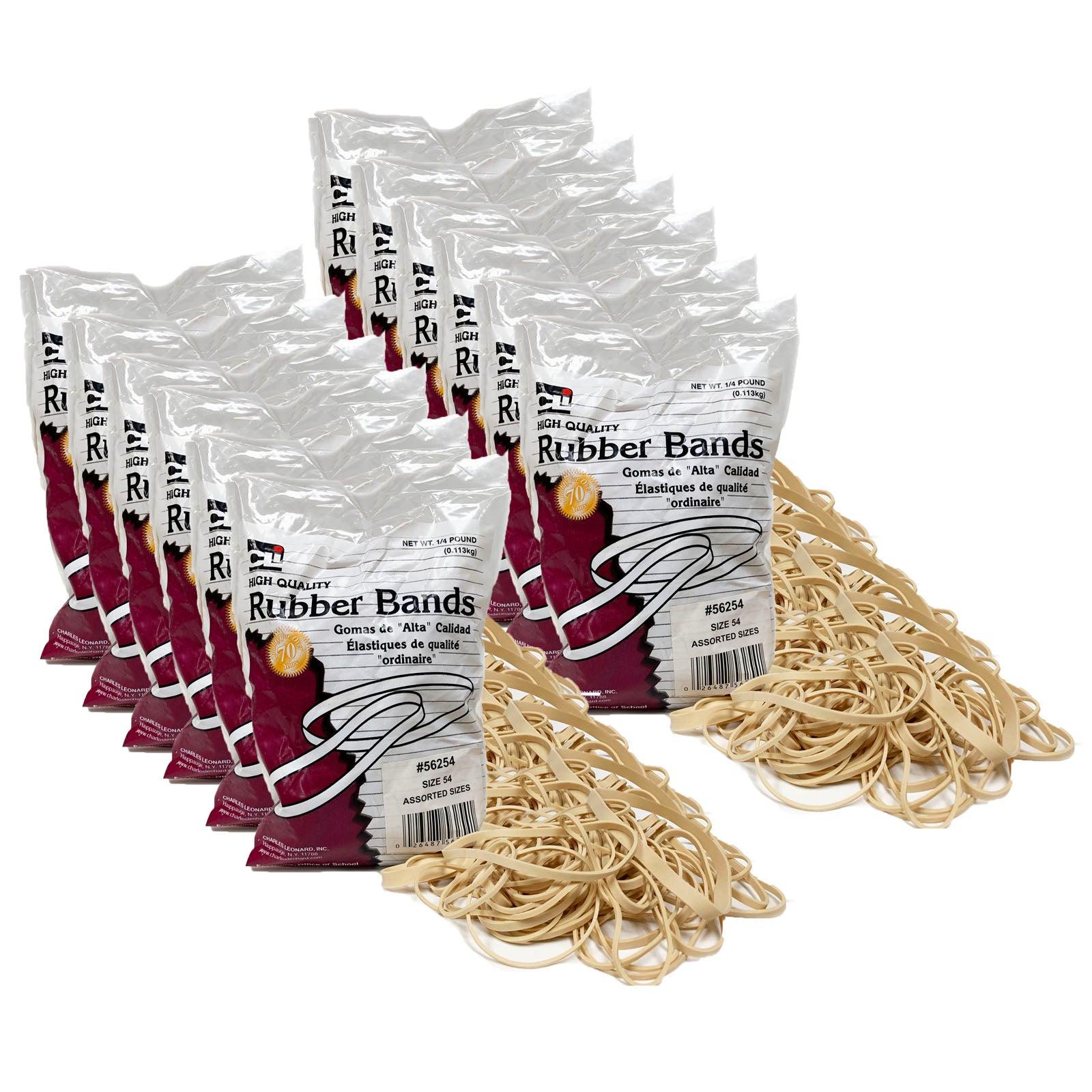 Rubber Bands, High Quality, #54 (Assorted), 1/4 lb. Per Bag, 12 Bags - Loomini