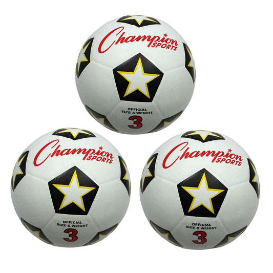 Rubber Soccer Ball, Size 3, Pack of 3 - Loomini