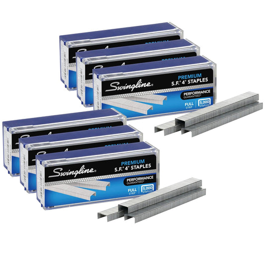 S.F.® 4® Premium Staples, 1/4" Length, 210 Per Strip, 5000 Per Box, 6 Boxes - Loomini