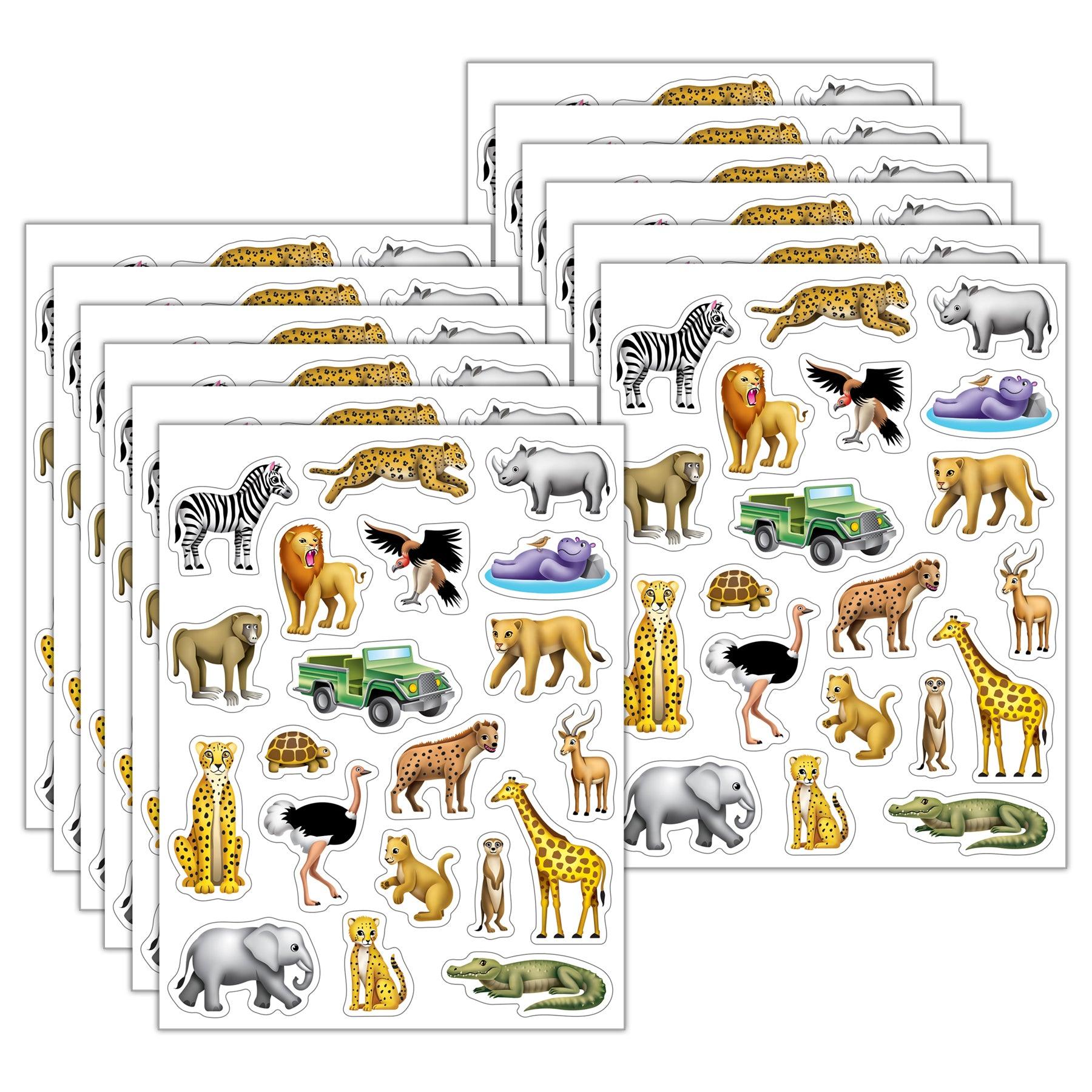 Safari Stickers, 120 Per Pack, 12 Packs - Loomini