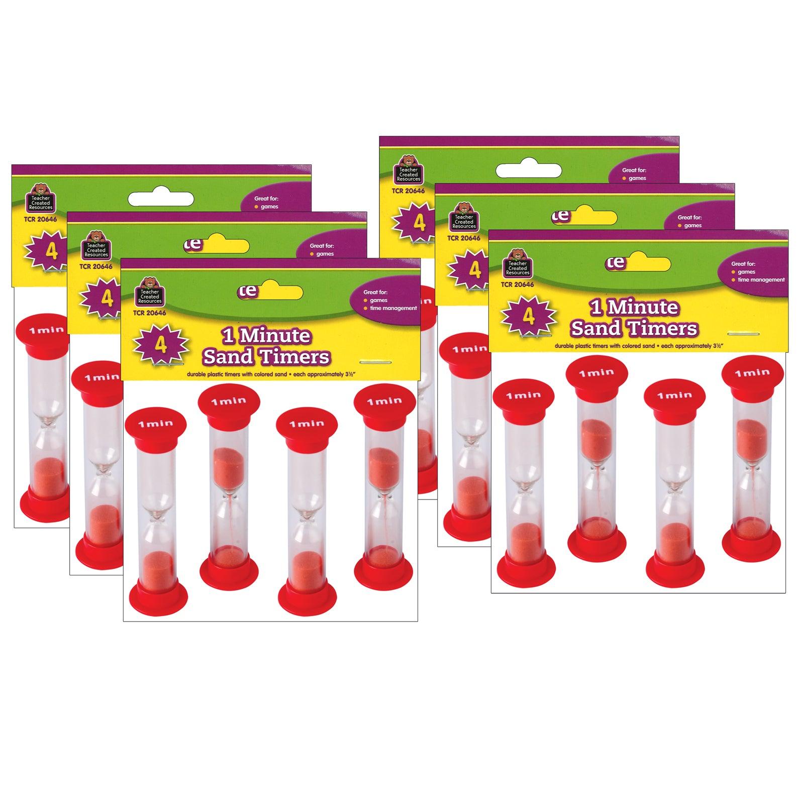 Sand Timers, Small, 1 Minute, 4 Per Pack, 6 Packs - Loomini