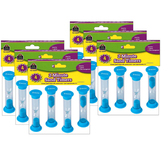 Sand Timers, Small, 2 Minute, 4 Per Pack, 6 Packs - Loomini