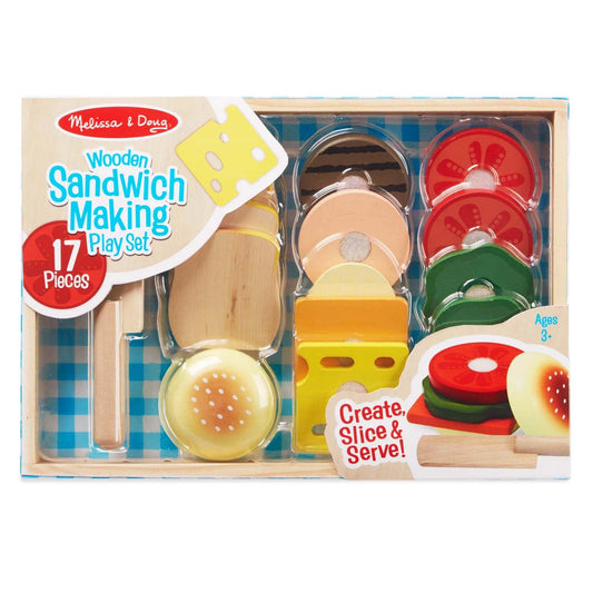 Sandwich-Making Wooden Play Food Set - Loomini