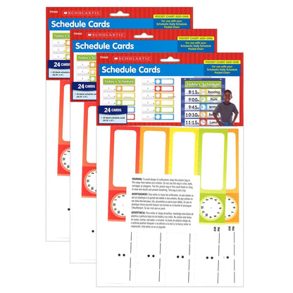 Schedule Cards, Pocket Chart Add-Ons, 24 cards Per Pack, 3 Packs - Loomini