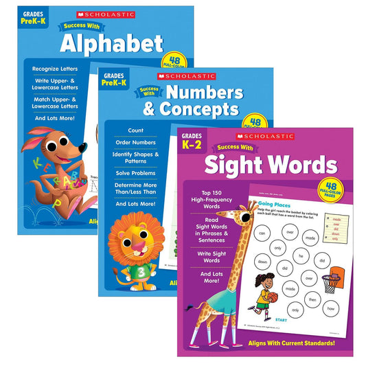 Scholastic Early Learning Success Workbooks, 3 Book Set - Loomini