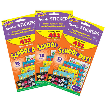 School Days Sparkle Stickers® Variety Pack, 432 Per Pack, 3 Packs - Loomini