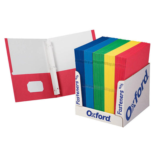School Grade Twin Pocket Folder with Fasteners, Pack of 100 - Loomini
