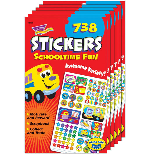 Schooltime Fun Sticker Pad, 738 Sticker Per Pad, Pack of 6 - Loomini
