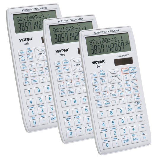 Scientific Calculator with 2 Line Display, Pack of 3 - Loomini
