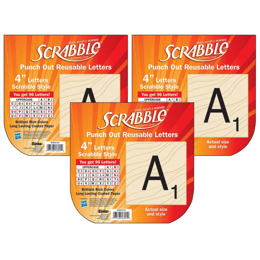 Scrabble™ Deco 4" Letters, 96 Per Pack, 3 Packs - Loomini