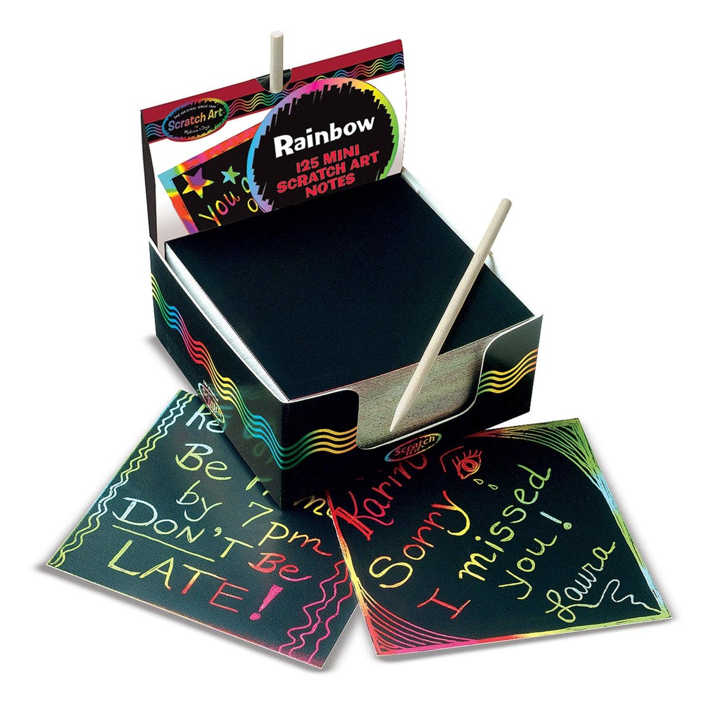 Scratch Art® Box of Rainbow Mini Notes with Stylus, 125 Notes Per Pack, 3 Packs - Loomini