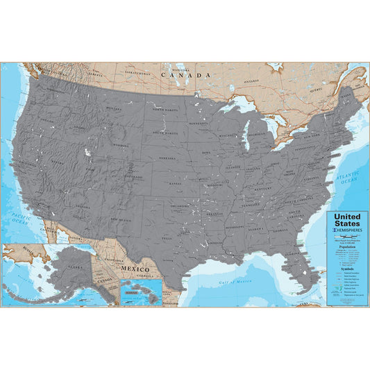 Scratch Off USA 24" x 36" Laminated Wall Map - Loomini