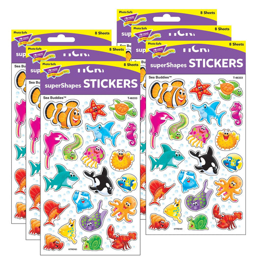 Sea Buddies™ superShapes Stickers-Large, 160 Per Pack, 6 Packs - Loomini