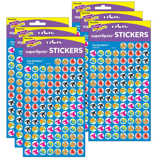 Sea Buddies™ superSpots® Stickers, 800 Per Pack, 6 Packs - Loomini