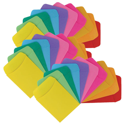 Self-Adhesive Library Pockets, 3.5" x 4.875", 10 Colors, 30 Per Pack, 3 Packs - Loomini