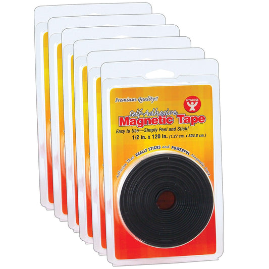 Self-Adhesive Magnetic Tape Roll, 1/2" x 120", Pack of 6 - Loomini