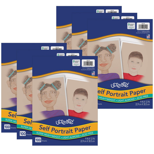 Self Portrait Paper, Light Almond, 9" x 12", 100 Sheets Per Pack, 6 Packs - Loomini