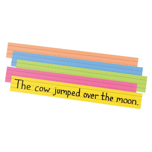 Sentence Strips, Assorted 5 Colors, 1-1/2" Ruled 3" x 24", 100 Strips Per Pack, 2 Packs - Loomini