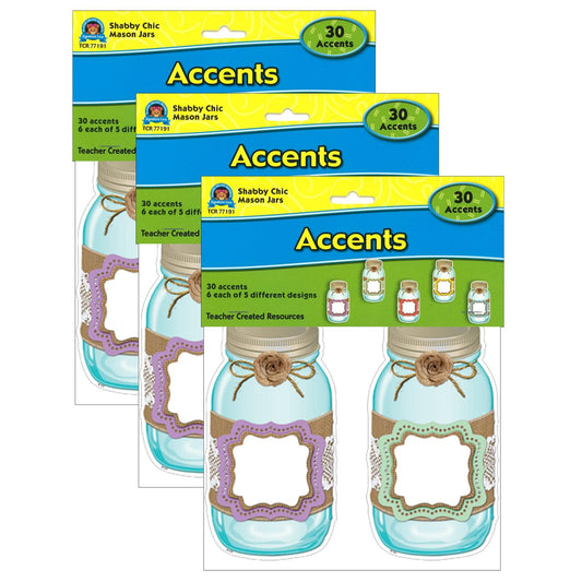 Shabby Chic Mason Jars Accents, 30 Per Pack, 3 Packs - Loomini