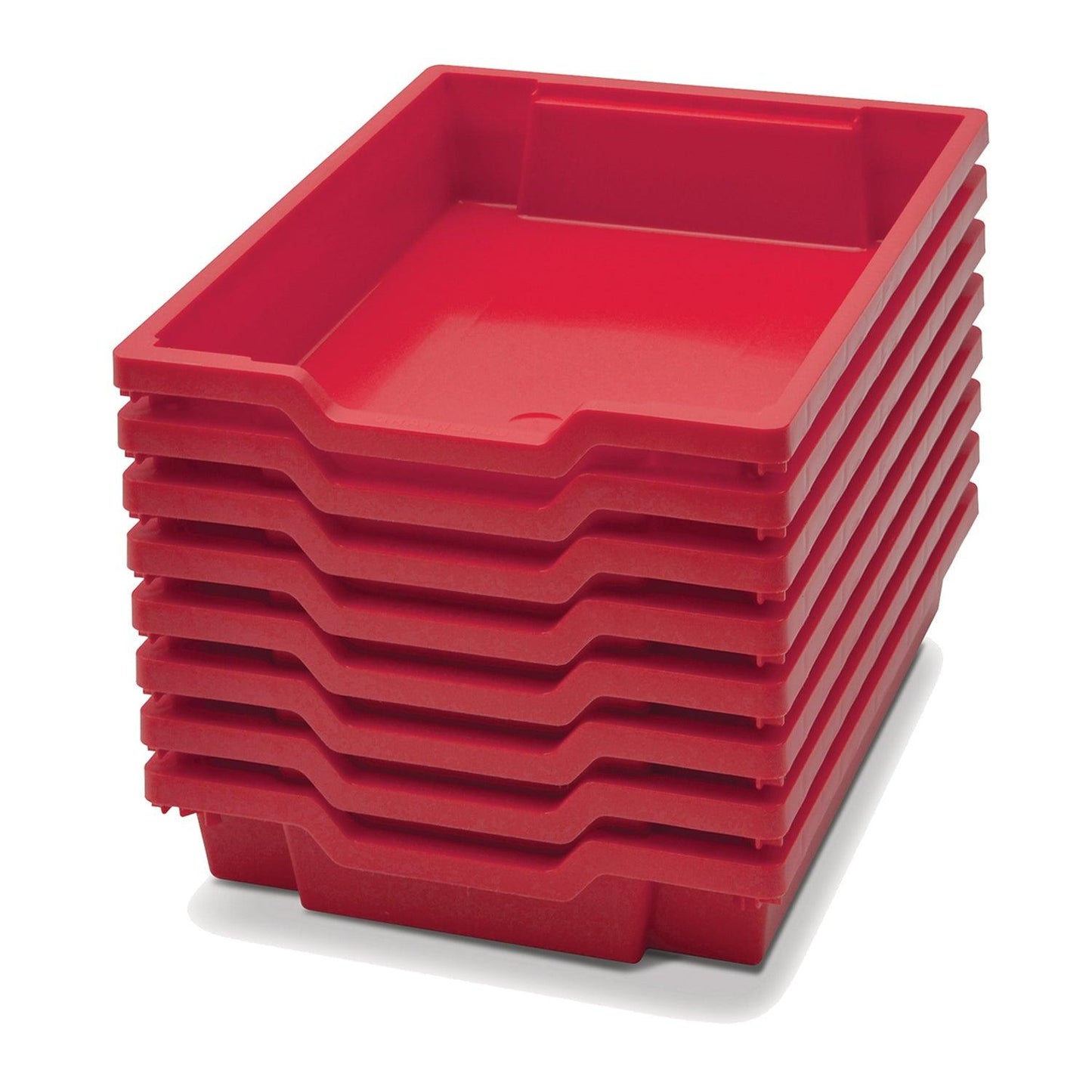 Shallow F1 Tray, Flame Red, 12.3" x 16.8" x 3", Heavy Duty School, Industrial & Utility Bins, Pack of 8 - Loomini