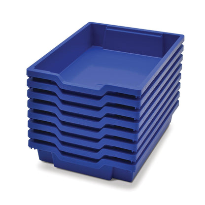 Shallow F1 Tray, Royal Blue, 12.3" x 16.8" x 3", Heavy Duty School, Industrial & Utility Bins, Pack of 8 - Loomini