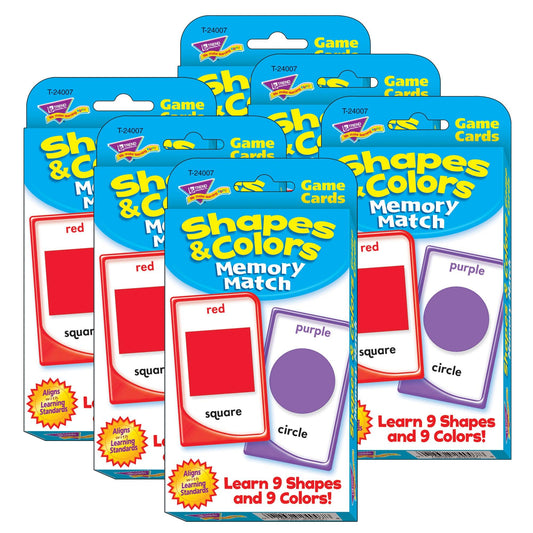 Shapes and Colors Memory Match Challenge Cards, 6 Packs - Loomini