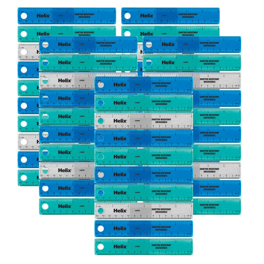 Shatter Resistant Ruler 6" / 15cm, Pack of 50 - Loomini